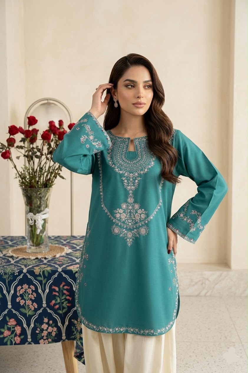 LAAM 2-Piece Dhanak Embroidered Winter Wedding Suit – Code 1005-2