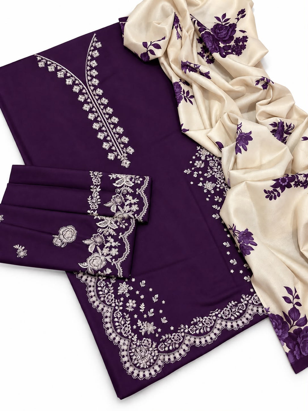 Zara Coco 3PC Dhanak Winter Suit - Purple