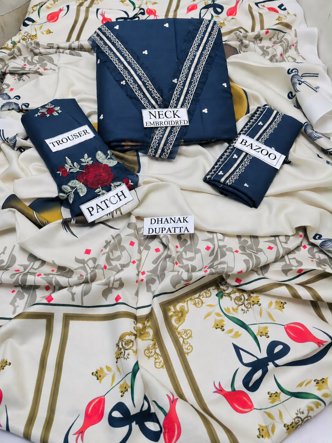 Asling 3PC Peach Dhanak 9093 AZ - Navy