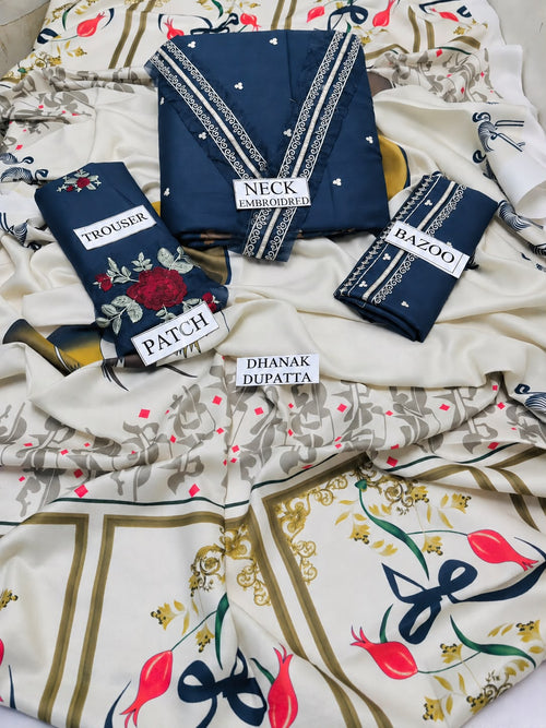 Asling 3PC Peach Dhanak 9093 AZ - Navy