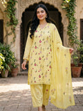 Cross Boti 3PC Dhanak - Yellow