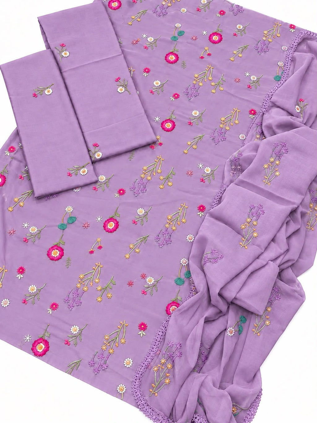 Cross Boti 3PC Dhanak - Purple
