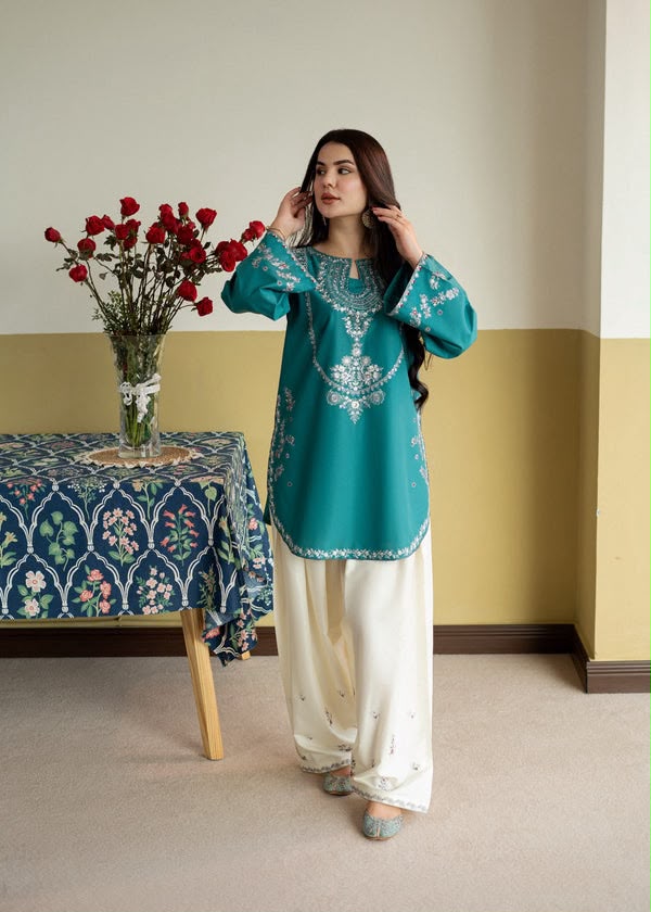 LAAM 2-Piece Dhanak Embroidered Winter Wedding Suit – Code 1005-2