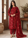 Cross Boti 3PC Dhanak - Red