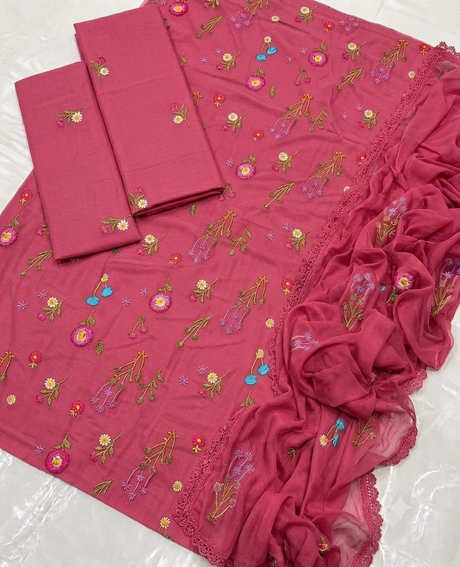 Cross Boti 3PC Dhanak - Pink