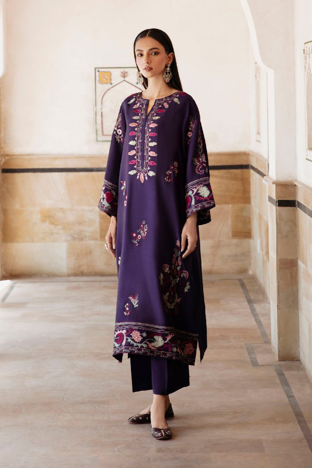 Iznik Dhanak Embroidered 2-Piece Winter Wedding Suit – Unstitched