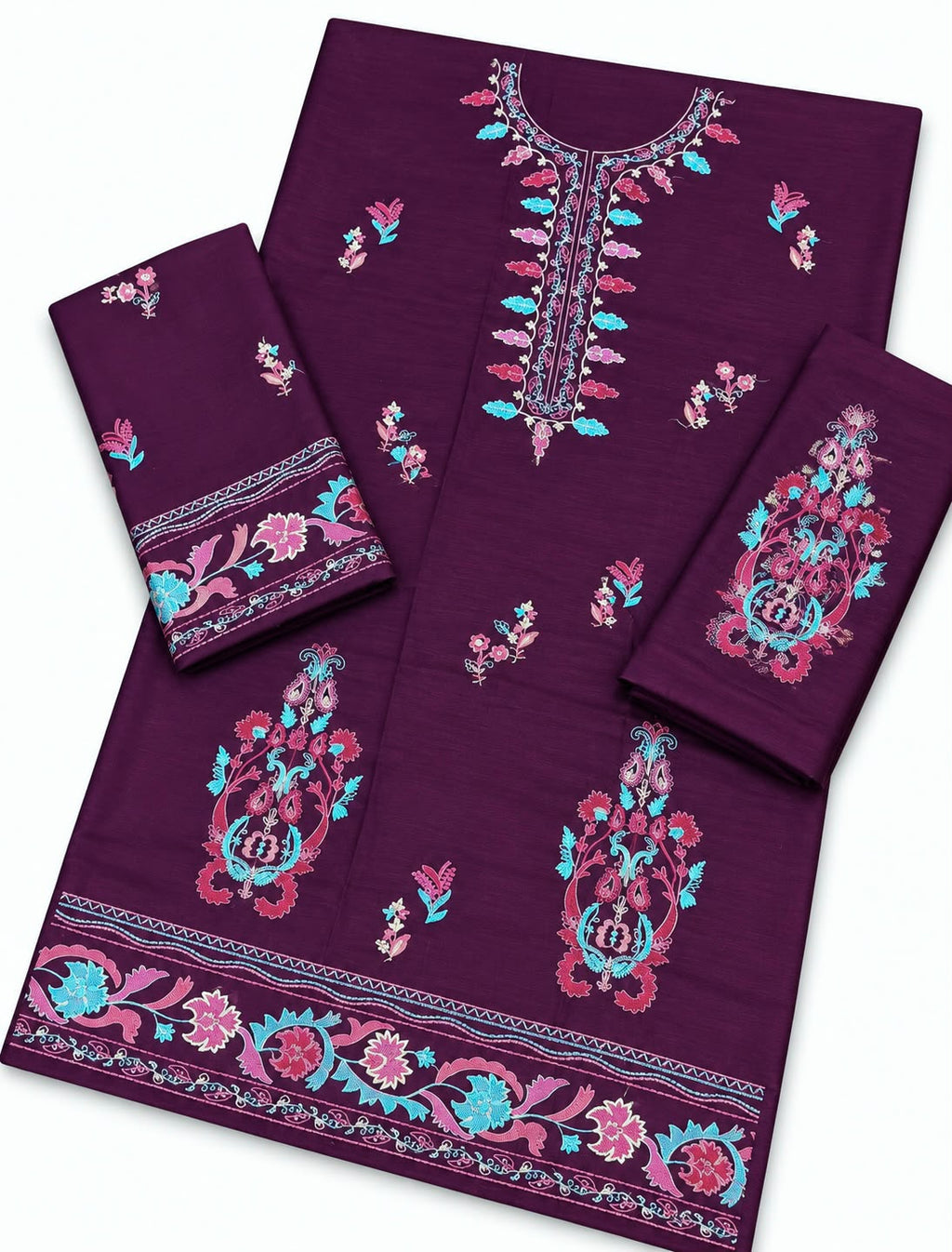 Iznik Dhanak Embroidered 2-Piece Winter Wedding Suit – Unstitched