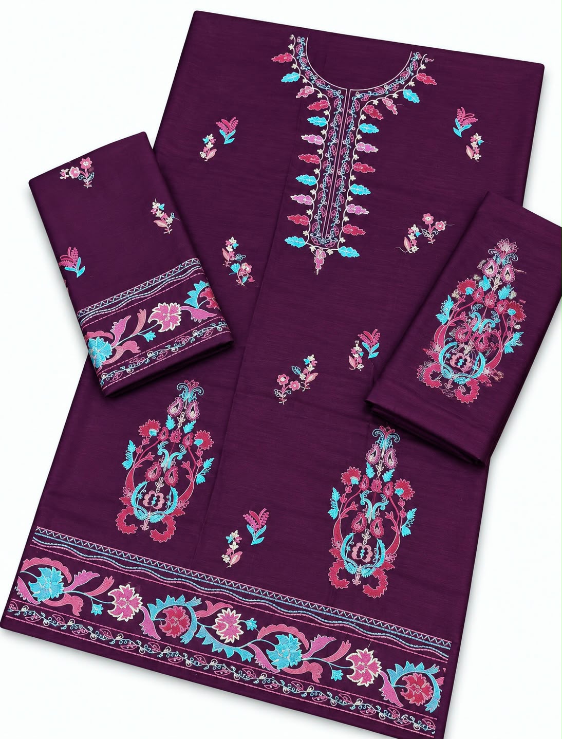 Iznik Dhanak Embroidered 2-Piece Winter Wedding Suit – Unstitched