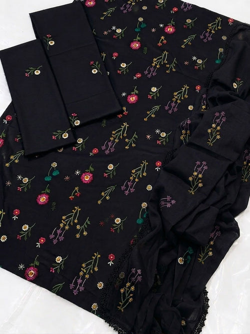 Cross Boti 3PC Dhanak - Black