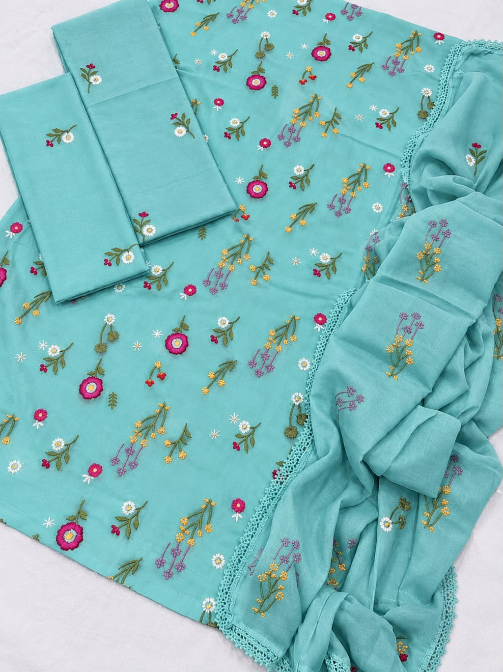 Cross Boti 3PC Dhanak - Blue