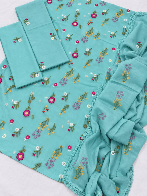 Cross Boti 3PC Dhanak - Blue